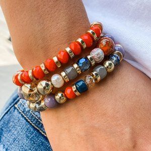 NEW Crystal Beaded Bracelet Set - Orange